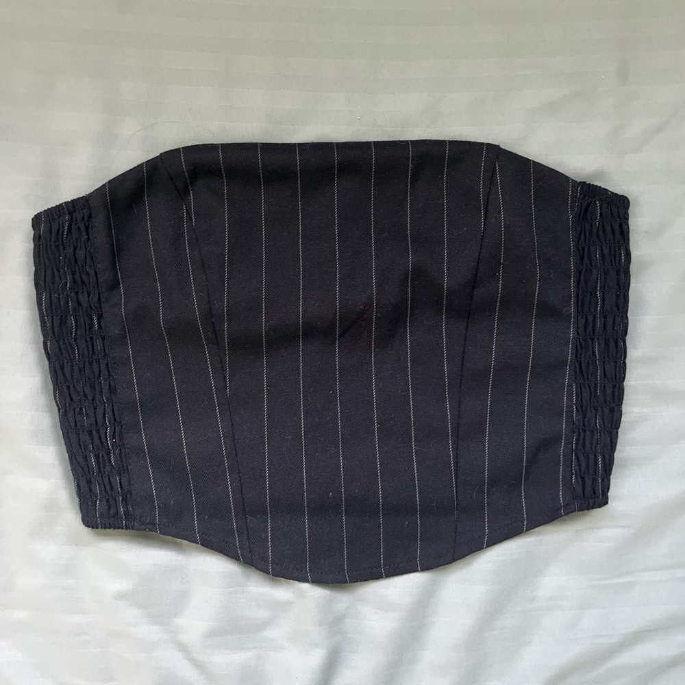 Navy/white pinstripe tube top H&M